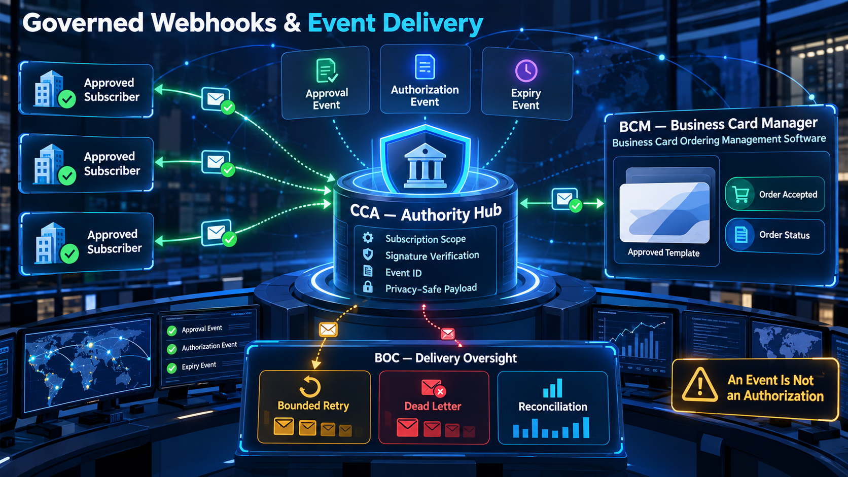 Governed Webhooks and Event Delivery For Enterprise Business Card Ordering
