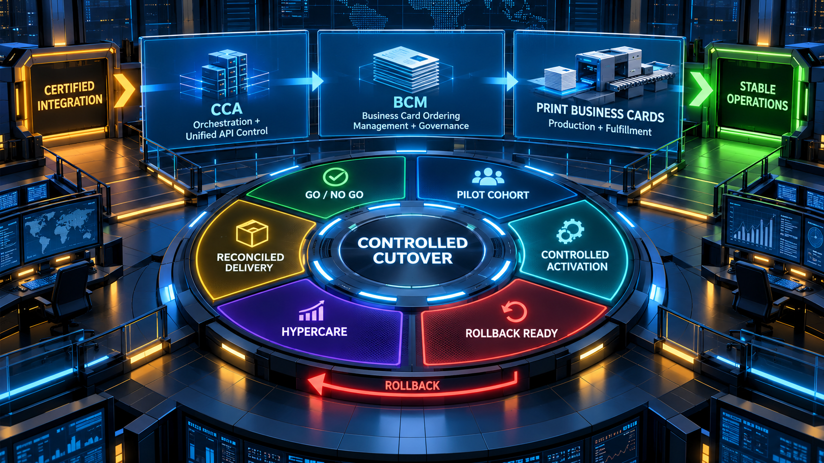 Controlled Integration Cutover For Enterprise Business Card Ordering